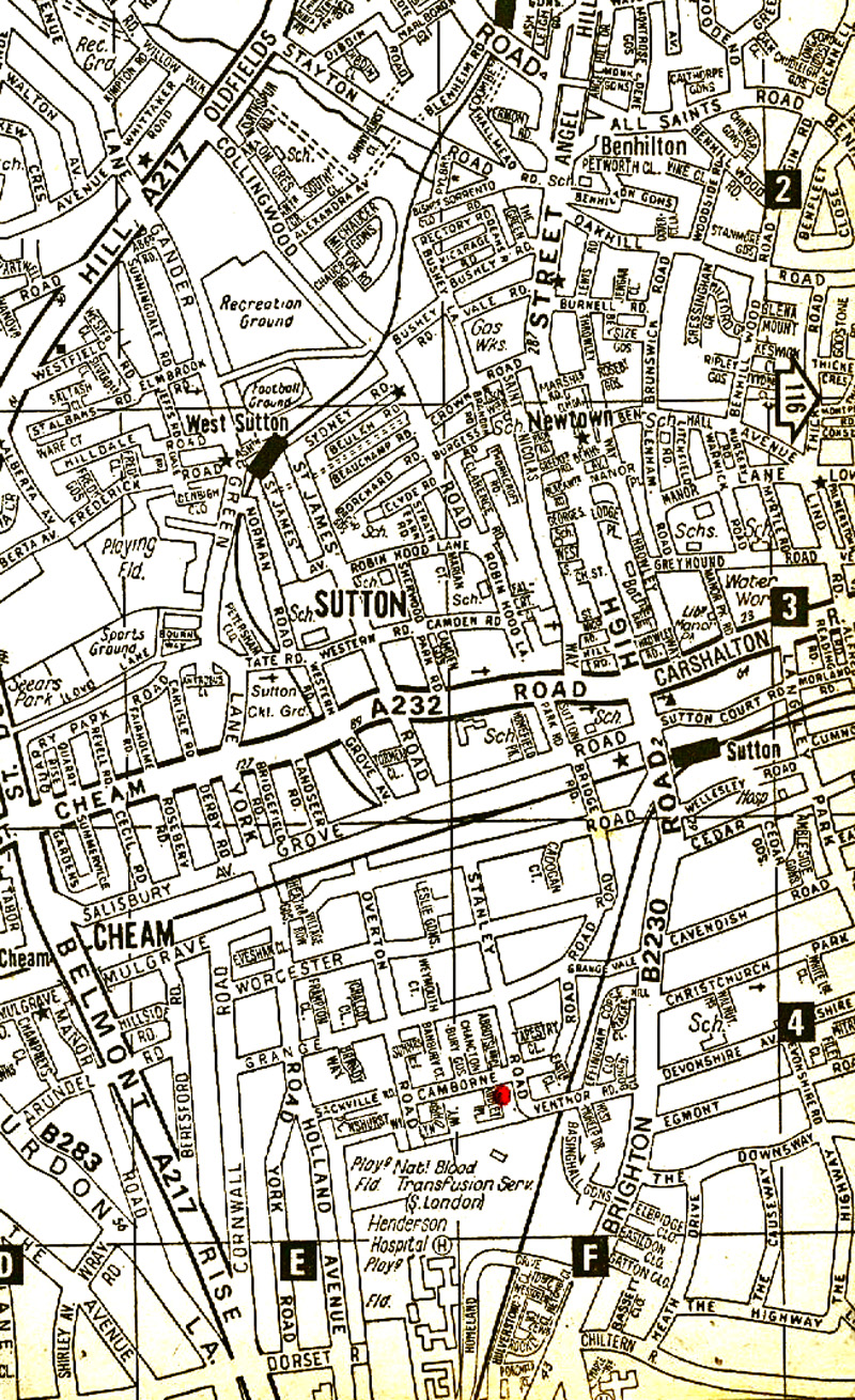 Sutton, Surrey, map from 1955 & 1970s